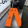 Luxus Chrome Hearts Hose Orange Leder Bestickt Luxus