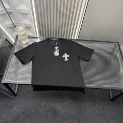 Premium Qualität Chrome Hearts Kurzarm Schwarz Bestickte Kollektion