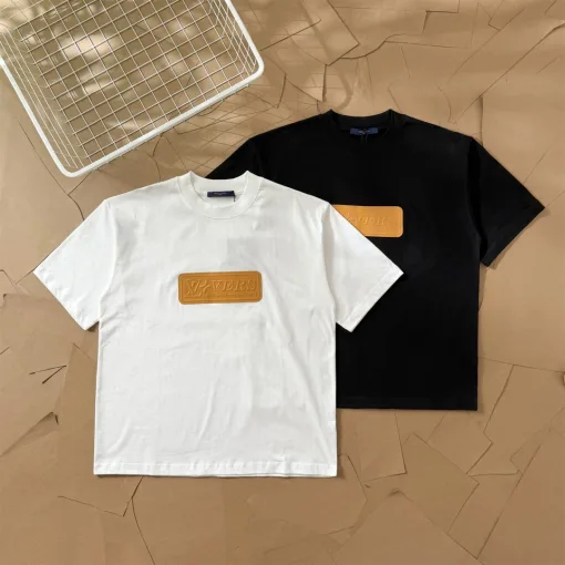Bestseller Louis Vuitton Kurzarmhemd Weißes Leder Logo Style