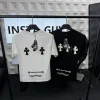 Premium Chrome Hearts Kurzarm-Kollektion aus weißem Leder mit Stickerei