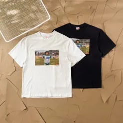 Premium Supreme Kurzarm-Baumwoll-Print in Weiß