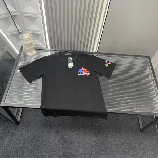 Hochwertiges Chrome Hearts Kurzarm-Shirt im Schwarzdruck-Stil