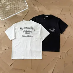 Luxus Dior Kurzarm Weiß Baumwolle Stickerei Stil