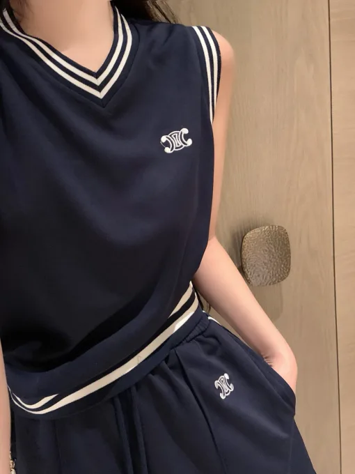 Premium Celine Shorts Blau Bestickt Luxus
