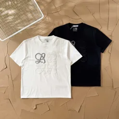Hochwertige Loewe Kurzarm Weiß Baumwolle Logo Luxus
