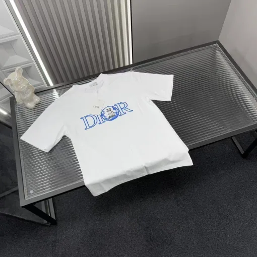 Hochwertiges Dior Kurzarmhemd im weißen Logo-Stil