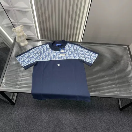 Bestseller: Dior Kurzarmhemd im Marineblau-Monogramm-Stil