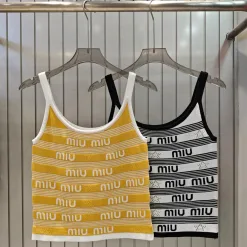 Hochwertige Miu Miu Hosenträger im gelben Jacquard-Stil