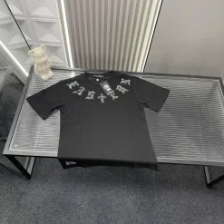 Meistverkaufte Chrome Hearts Kurzarm Schwarz Leder Strass Stil