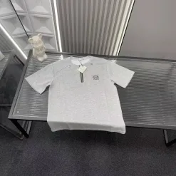 Luxus Loewe Kurzarm Grau Bestickt Luxus