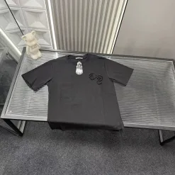 Luxus Chrome Hearts Kurzarm Schwarz Leder Stil