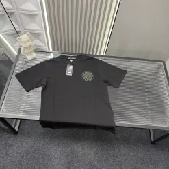 Hochwertige Chrome Hearts Kurzarm-Kollektion mit schwarzem Strass