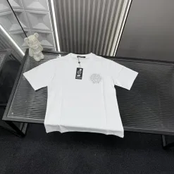 Premium Chrome Hearts Kurzarm Weiß Strass Luxus