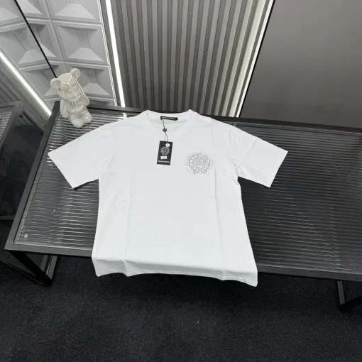 Premium Chrome Hearts Kurzarm Weiß Strass Luxus