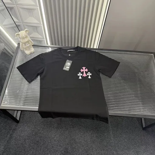 Premium Chrome Hearts Kurzarm Schwarz Bestickter Stil