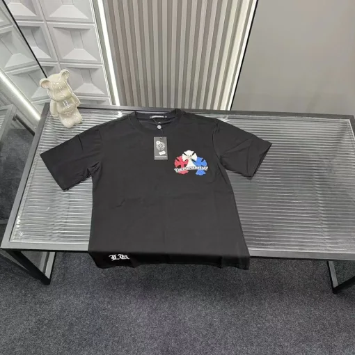 Premium Chrome Hearts Kurzarm Blau Stickerei Stil