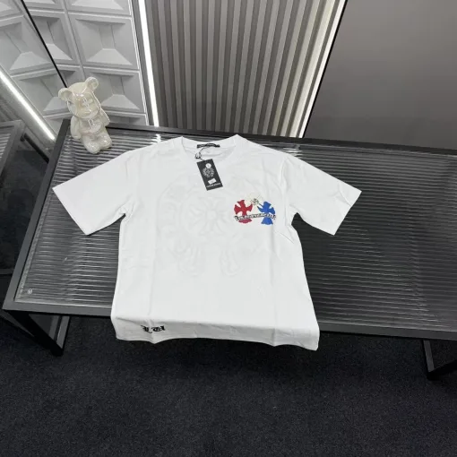 Luxus Chrome Hearts Kurzarm Blau Stickerei Luxus