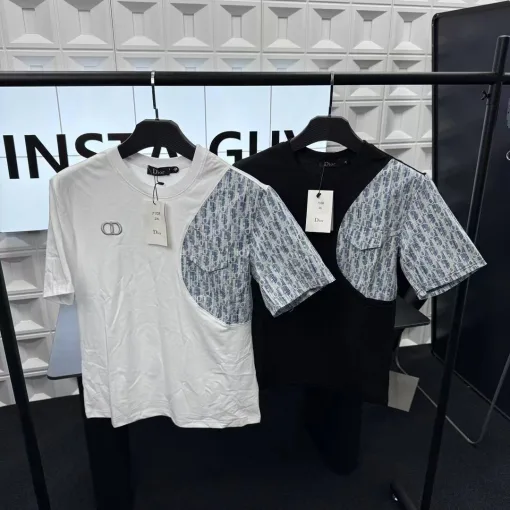 Premium Qualität Dior Kurzarm Weiß Monogramm Luxus