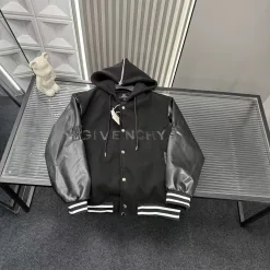 Premium Givenchy Jacken Schwarzes Leder Patchwork Kollektion