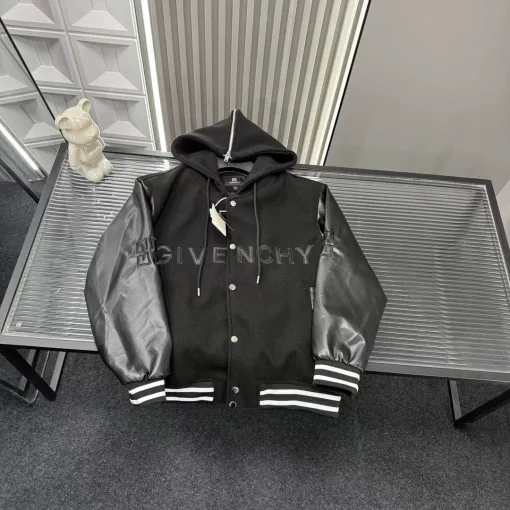 Premium Givenchy Jacken Schwarzes Leder Patchwork Kollektion