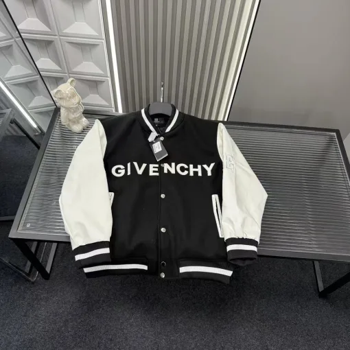 Premium Givenchy Jacken Schwarz Leder Patchwork Stil