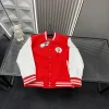 Luxus Chrome Hearts Mantel Rot Leder Bestickt Luxus