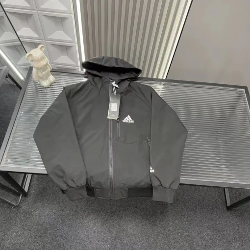Hochwertiger Adidas Mantel Schwarz Logo Luxus