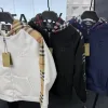 Premium Burberry Mantel Weiß Patchwork Luxus