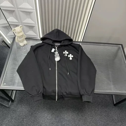 Luxus Chrome Hearts Jacken Schwarzes Leder Logo Luxus