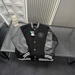 Meistverkaufter Chrome Hearts Mantel aus schwarzem Leder mit Stickerei
