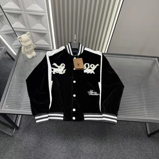 Luxus Louis Vuitton Mantel Schwarz Logo Luxus