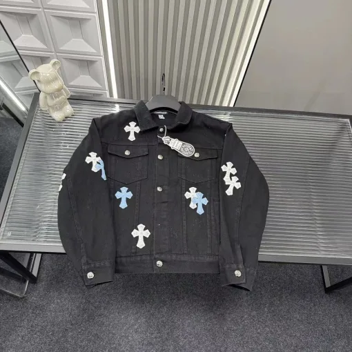 Meistverkaufte Chrome Hearts Jacken Black Denim Bestickte Kollektion