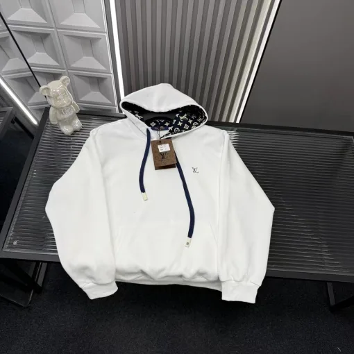 Premium Louis Vuitton Sweatshirts im weißen bestickten Stil