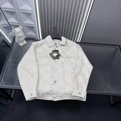 Luxus-Gucci-Jacken im weißen Denim-Monogramm-Stil