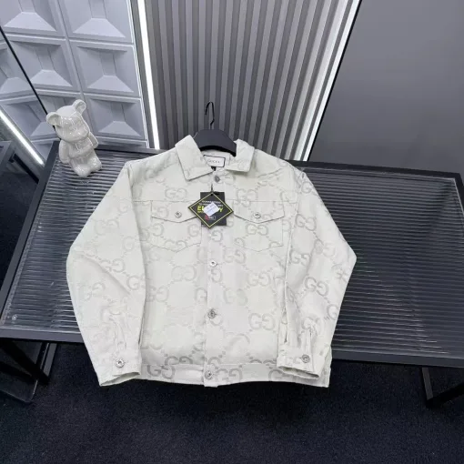 Luxus-Gucci-Jacken im weißen Denim-Monogramm-Stil