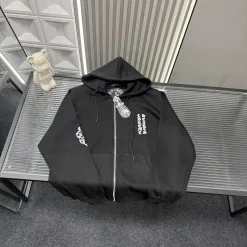 Premium Qualität Chrome Hearts Mantel Schwarz Bestickt Luxus