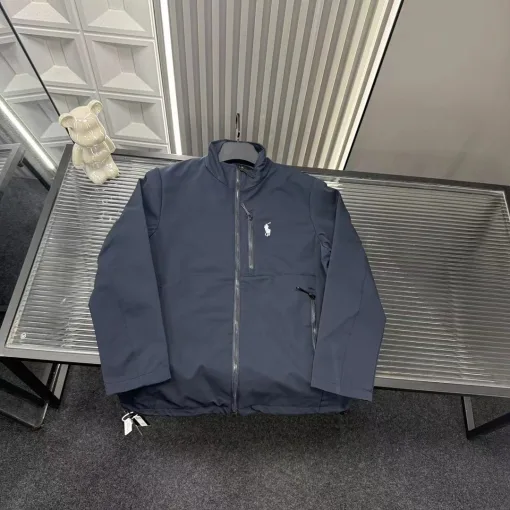 Hochwertiger Ralph Lauren Mantel in Marineblau mit Stickereien, Luxus