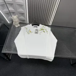 Premium Balenciaga Langarm Weiß Stickerei Luxus
