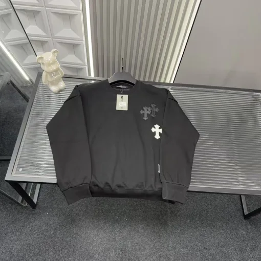Premium Chrome Hearts Langarmshirt, schwarz, bestickt