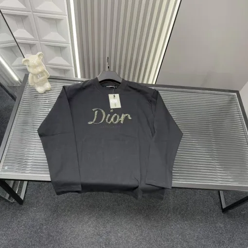 Hochwertiges Dior Langarmshirt im schwarzen Strass-Stil
