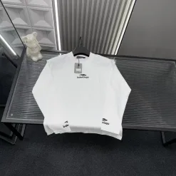 Luxus Balenciaga Langarm Weiß Bestickt Stil