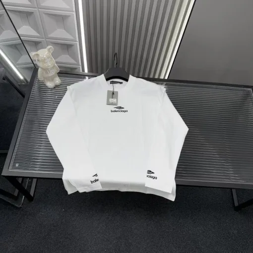 Luxus Balenciaga Langarm Weiß Bestickt Stil