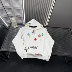 Luxus Chrome Hearts Sweatshirts Weiß Leder Stickerei Stil