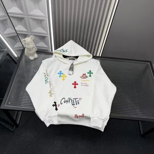 Luxus Chrome Hearts Sweatshirts Weiß Leder Stickerei Stil