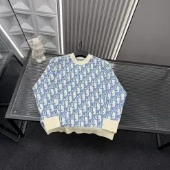 Luxus-Dior-Pullover, blaue Monogramm-Kollektion