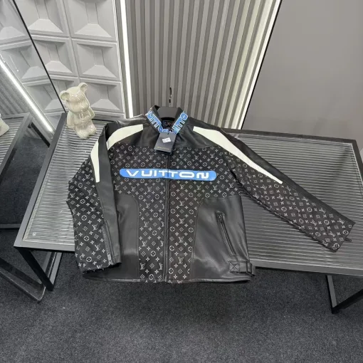Hochwertige Louis Vuitton Jacken aus schwarzem Leder im Patchwork-Stil