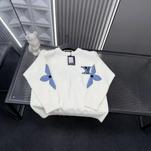 Premium Qualität Louis Vuitton Pullover Weiß Logo Luxus