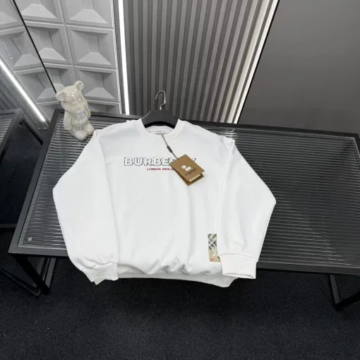 Premium Burberry Sweatshirts Weiß Bestickt Luxus