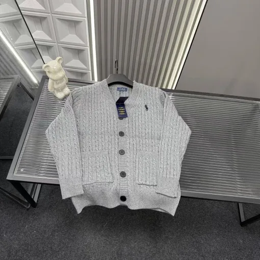 Hochwertige Ralph Lauren Pullover im grauen bestickten Stil