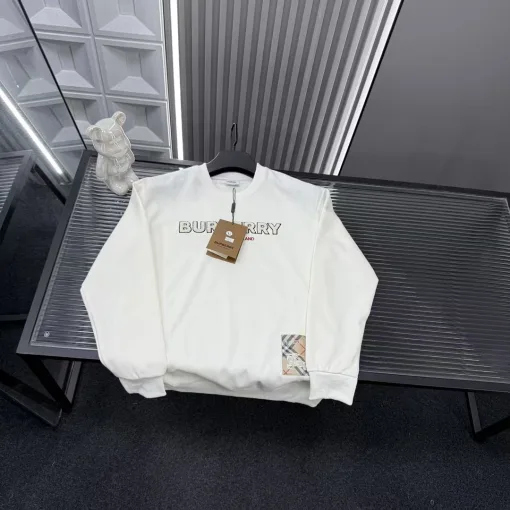 Luxus-Sweatshirts von Burberry im weißen Stickerei-Stil
